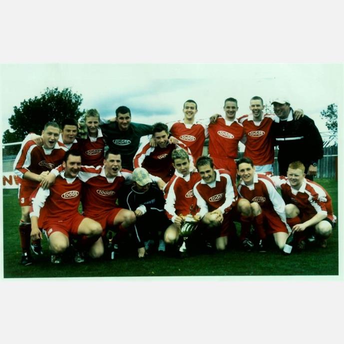 The Darlington All Stars youth football team in their Todds-sponsored kit, May 2003